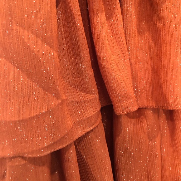 Mac Duggal size 14 Nutmeg Sparkly Ruffle Layered Gown - Picture 8 of 10